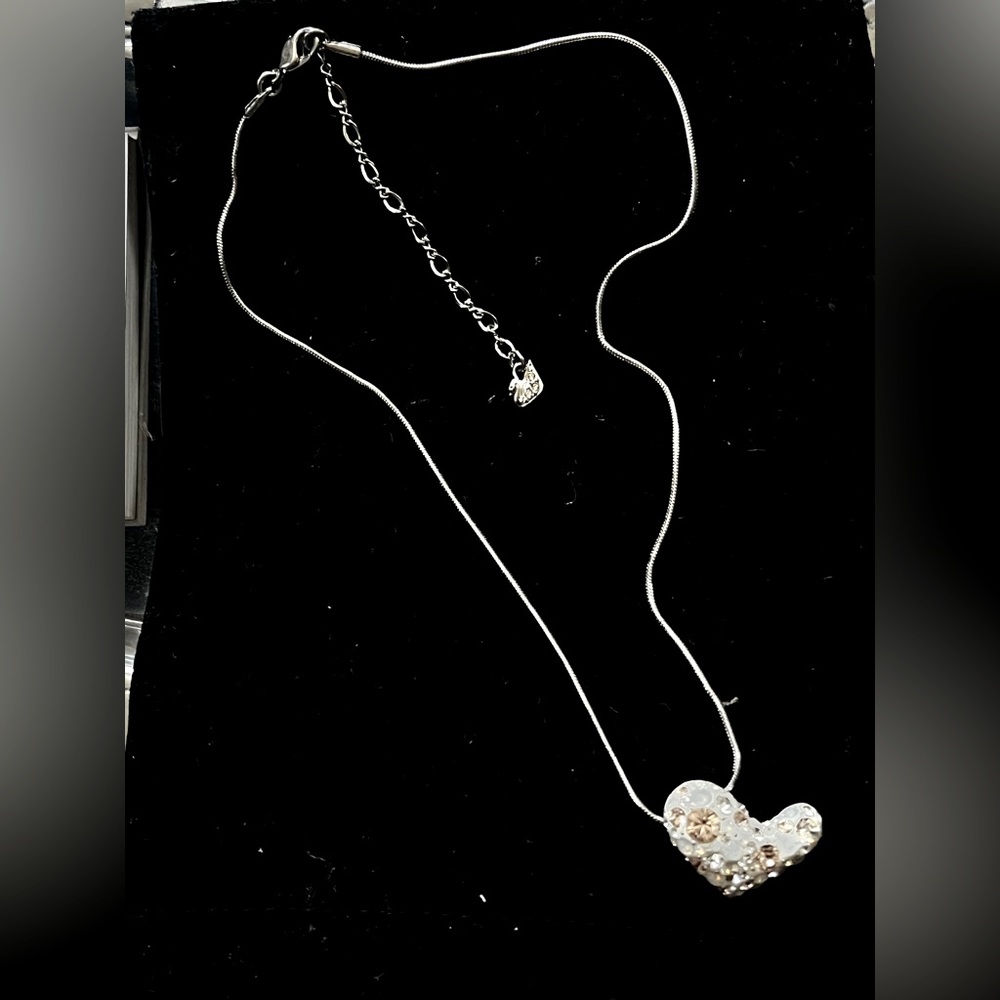 COPY - Retired “2006” SWAROVSKI CRYSTAL & Opal 18” adjustable Heart Pendant Nec…